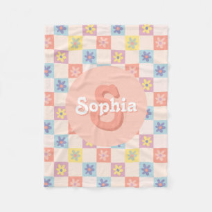 Couverture Polaire Filles Groovy Rose Rétro Années 70 Enfants Monogra