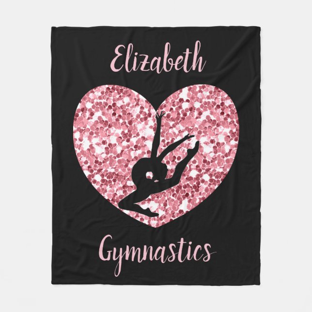Couverture Polaire Filles Gymnastique Rose Or personnalisé (Devant)
