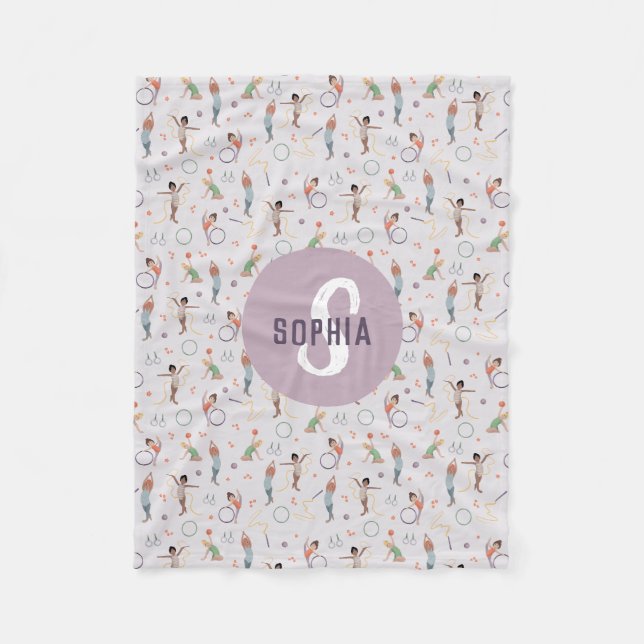 Couverture Polaire Filles mignonne violet gymnastique Motif Monogramm (Devant)