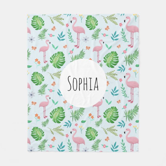 Couverture Polaire Filles mignonnes rose Tropical Flamingo Pattern En (Devant)