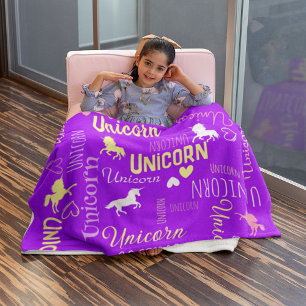 Couverture Polaire Filles personnalisables Unicorne Magique violet ro