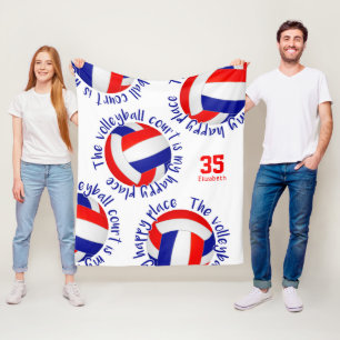 Couverture Polaire filles rouge blanc bleu terrain de volley-ball heu