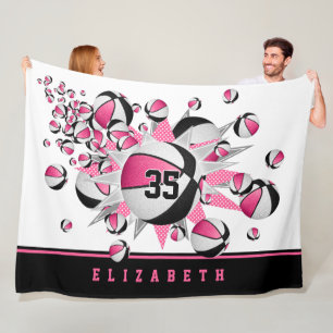 Couverture Polaire filles sports rose noir basketball stars