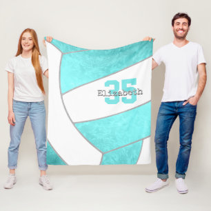 Couverture Polaire filles volleyball turquoise brillant personnalisé