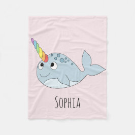 Couverture Polaire Filles Whimsical Rainbow Narwhal and Name Kids