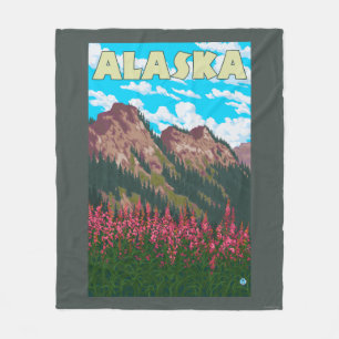 Couverture Polaire Fireweed avec l'affiche de Vintage voyage de