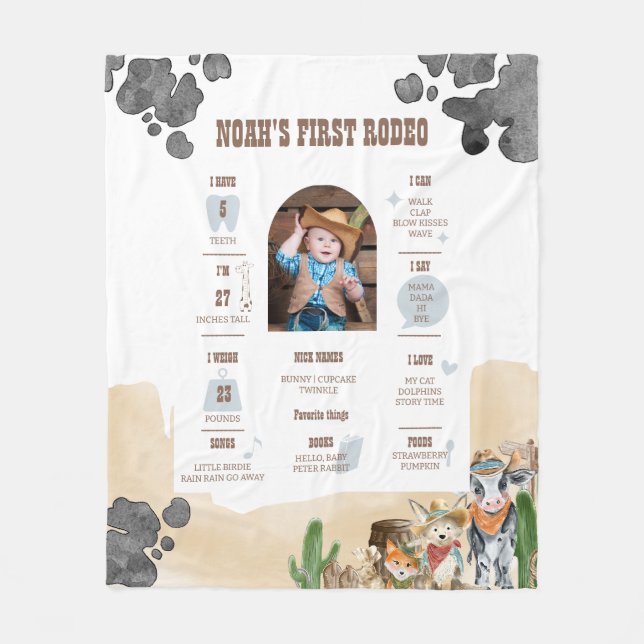 Couverture Polaire First Rodeo Wild West Photo Milestone  (Devant)