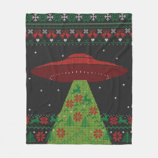 Couverture Polaire Flacon rouge et vert UFO Tractor Beat laide Noël