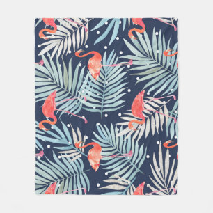 Couverture Polaire Flamant rose Aquarelle : Pink Tropical Elegance.