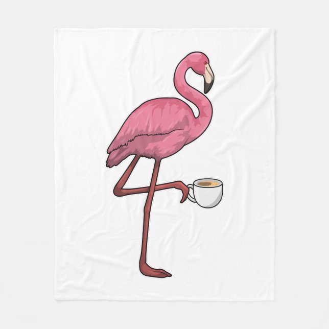 Couverture Polaire Flamant rose avec la coupe du café (Devant)