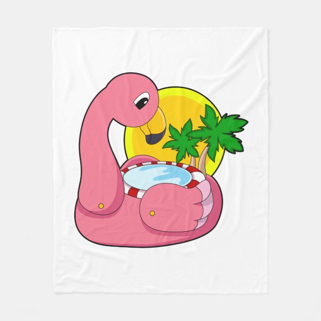 Couverture Polaire Flamant rose avec piscine (Devant)