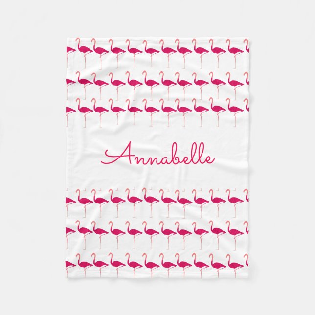 Couverture Polaire Flamant rose d'aquarelle personnalisée rose vif Im (Devant)