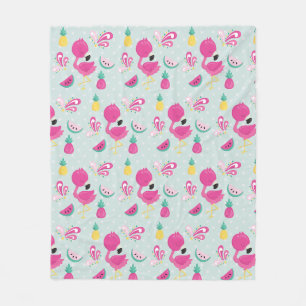 Couverture Polaire Flamant rose rose et fruits tropicaux Motif