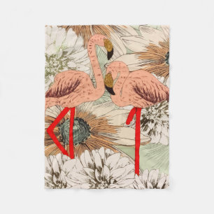 Couverture Polaire Flamant rose rose Floral Tropical Feuilles Parties