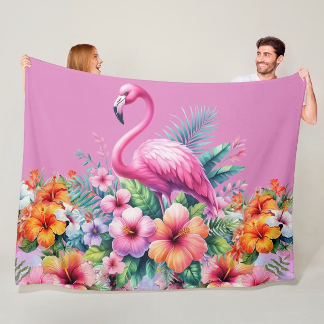 Couverture Polaire Flamant rose rose Personnalisé Fleece Chaud Cosy B (En situation)