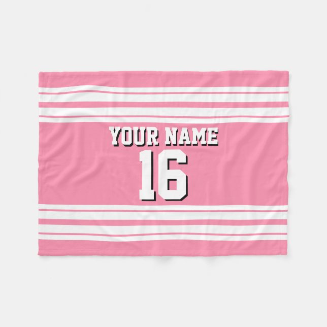 Couverture Polaire Flamant rose Rose White Team Jersey Numéro personn (Devant (Horizontal))