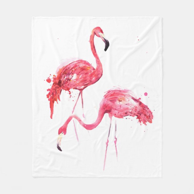 Couverture Polaire Flamants aquarelles (Devant)