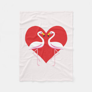 Couverture Polaire Flamants roses blancs mignons rose avec coeur roug