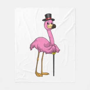 Couverture Polaire Flamingo as Pensioner with Walking stick