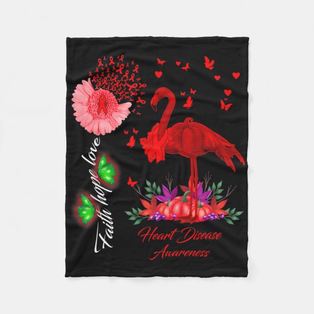 Couverture Polaire Flamingo Faith Hope Love Heart Disease Awareness  (Devant)