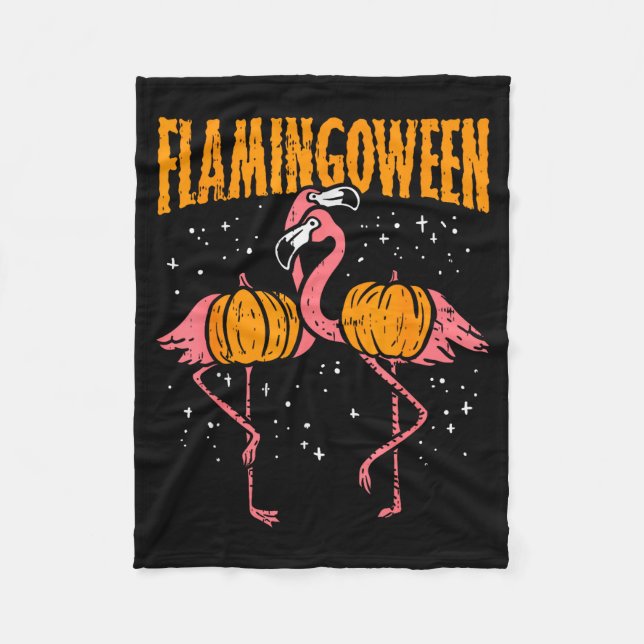 Couverture Polaire Flamingoween Pumpkin Flamingos Funny Bird Hallowee (Devant)