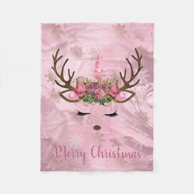 Couverture Polaire Flamme de neige en marbre d'or rose (Devant)