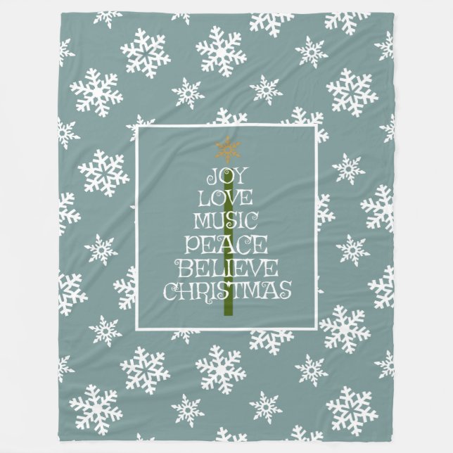 Couverture Polaire Flammes de neige sur le bleu, Vibes de Noël dans u (Devant)