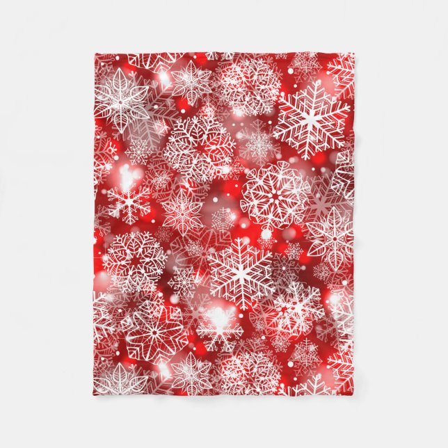 Couverture Polaire Flammes de neige sur rouge (Devant)