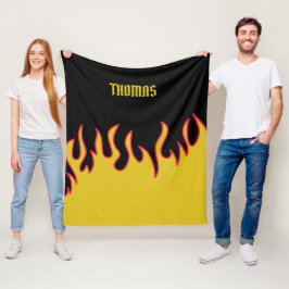 Couverture Polaire Flammes Jaune, Rouge et Noir Personnalisées