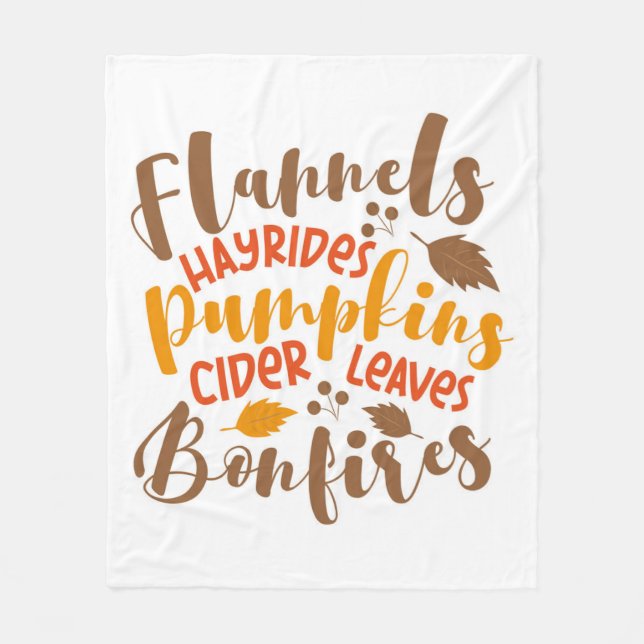 Couverture Polaire Flannels Hay Rides Citrouille cidre Feuilles Bonfi (Devant)