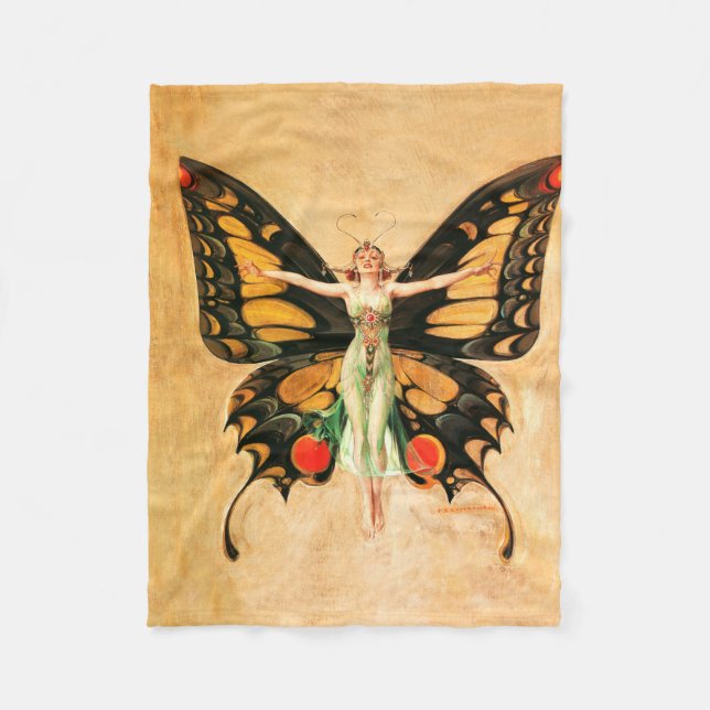 Couverture Polaire Flapper Butterfly Flying Woman Illustration (Devant)