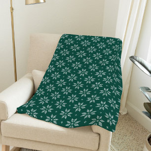 Couverture Polaire Fléau de neige nordique vert et blanc Fêtes