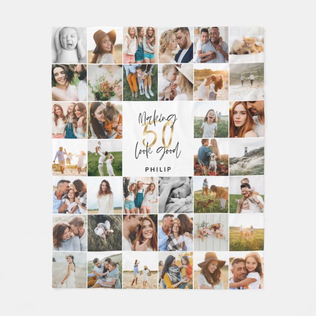 Couverture Polaire Flèche cadeau multi-script 50e anniversaire modern (Devant)