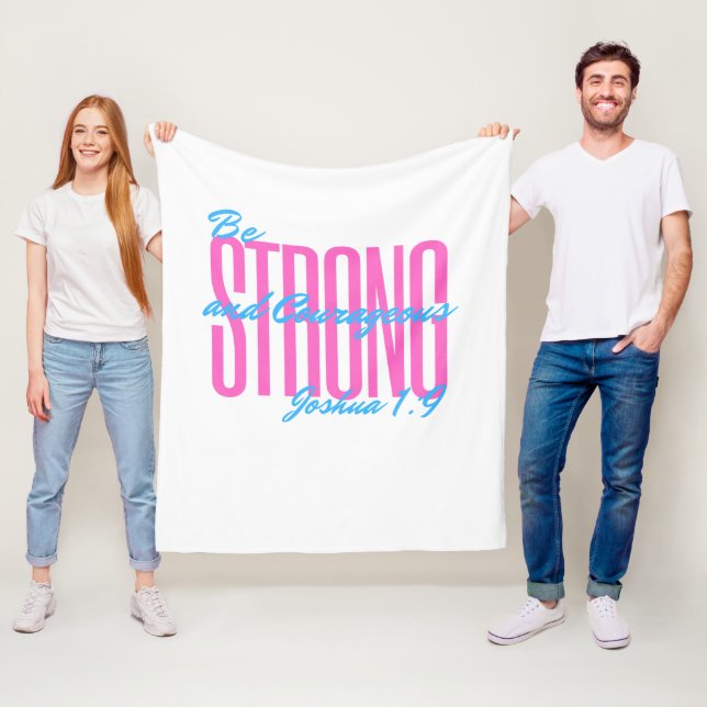 Couverture Polaire Fleece Blanche Bible Verse Joshua 1:9 (En situation)