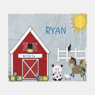 Couverture Polaire Fleece Blanket Animaux De Ferme, Cheval, Agneau De