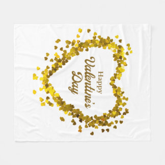 Couverture Polaire Fleece Blanket Joyeux Valentine Day Gold Heart