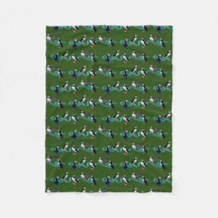 Couverture Polaire Fleece Party Macareux (Vert Fon