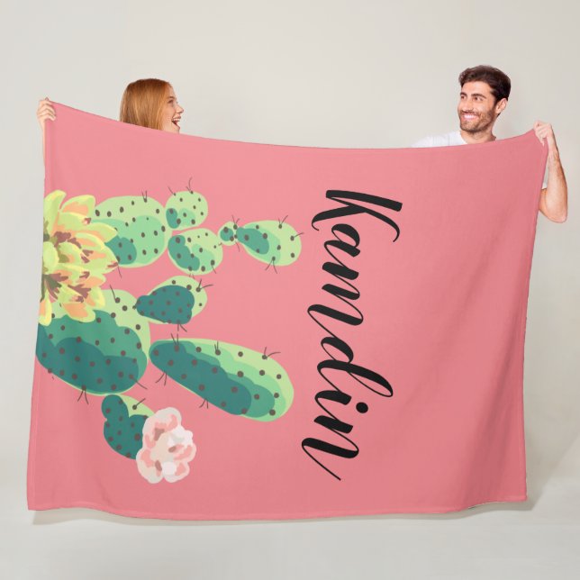 Couverture Polaire Fleece personnalisée Lancer Cactus bohème Succulen (En situation)