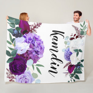 Couverture Polaire Fleece personnalisée Lancer Lavande Hibiscus sur W