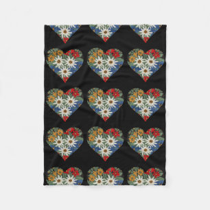 Couverture Polaire Fleur alpine d'edelweiss en forme de coeur
