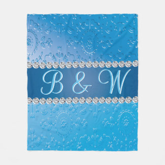 Couverture Polaire Fleur bleu Monogram élégant Merveilleux