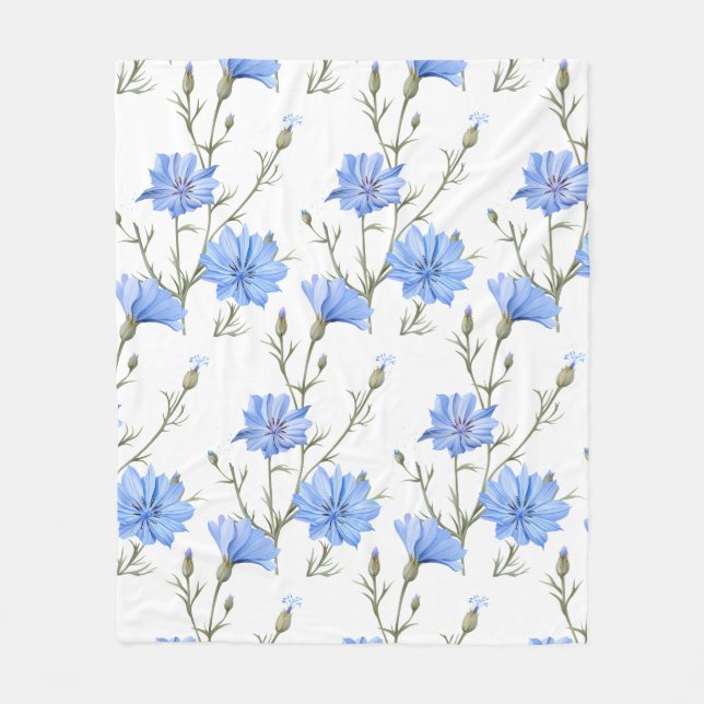 Couverture Polaire Fleur chicorée sauvage Aquarelle botanique Art (Devant)