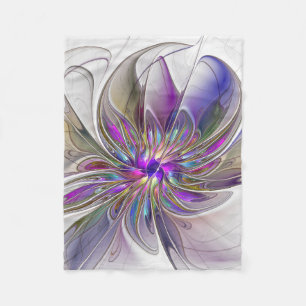 Couverture Polaire Fleur d'art Abstrait, énergique et coloré