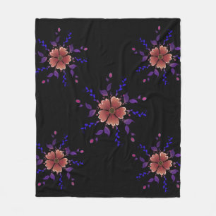 Couverture Polaire Fleur d'art populaire en cuivre et violet capricie