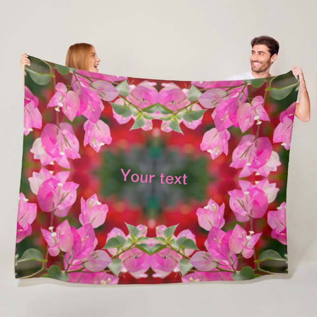 Couverture Polaire Fleur de bougainvilliers roses (En situation)