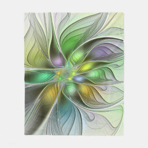 Couverture Polaire Fleur de Fantaisie Abstraite Moderne Fractale Colo