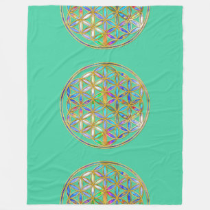 Couverture Polaire Fleur de la vie / Blume des Lebens - brillance col