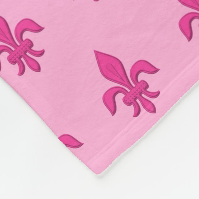 Couverture Polaire Fleur de Lis à Fuchsia rose sur rose clair (Coin)