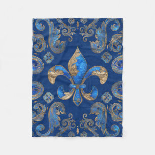 Couverture Polaire Fleur de lis ornement de luxe - marbre bleu