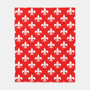 Couverture Polaire Fleur-de-lis rouge blanc